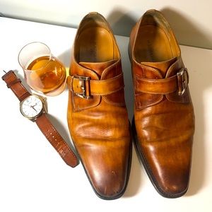 Magnanni monk-strap men’s leather dress shoes, size 7.5